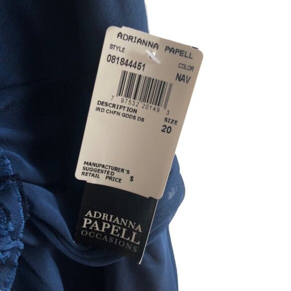NWT Adrianna Papell Occasion Dress Size 20W Navy Floral Bodice - Picture 14 of 16